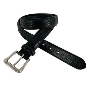 Black woven leather belt